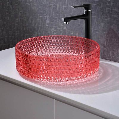 크리스털 잔 빨간 손 씻는 세면기 화장실 선박 싱크대