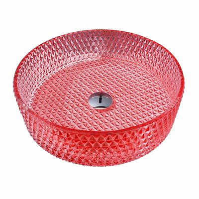 크리스털 잔 빨간 손 씻는 세면기 화장실 선박 싱크대