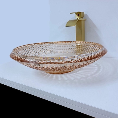 라운드 세척 배신 그릇 크리스털 잔 호박색 욕실 L450 W450 H120mm