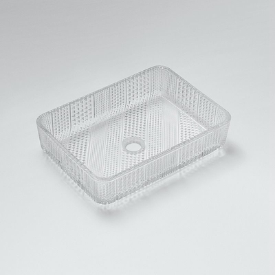 크리스탈 맑은 직사각형 책상 싱크 욕실 460mm 330mm 105mm 손 씻기