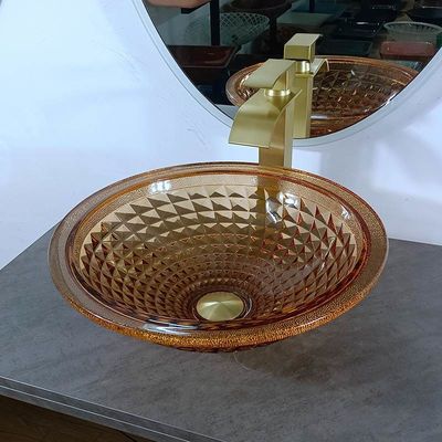 무상함 예술적 라운드 독 그릇 이탈리아 디자인 호박 유리 선박 싱크