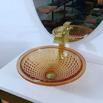 무상함 예술적 라운드 독 그릇 이탈리아 디자인 호박 유리 선박 싱크