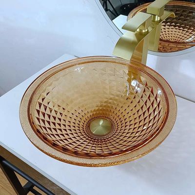 무상함 예술적 라운드 독 그릇 이탈리아 디자인 호박 유리 선박 싱크