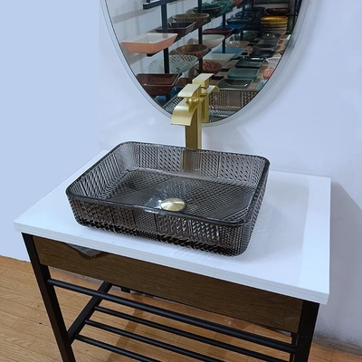 안경 구형 용기는 검은 깊은 욕실 투명 결정체를 가라앉힙니다
