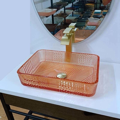 크리스탈 무상함 최고 유리 세척 배신 직사각형 오렌지 L445 W330 H105mm 12 밀리미터 두께