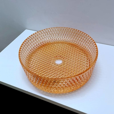 다이아몬드 모양 크리스탈 선박 싱크 오렌지 빛 테이블 탑 세척 배신