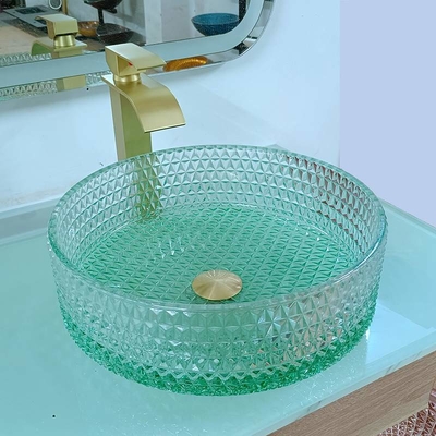 다이아몬드 모양 크리스털 잔 용기 싱크는 최고 세척 배신 녹색 바닥을 제의합니다