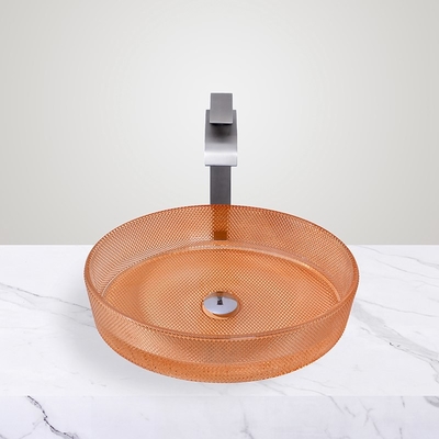 선명한 오렌지 유리 용기 용기 12mm 두께 현대 욕실